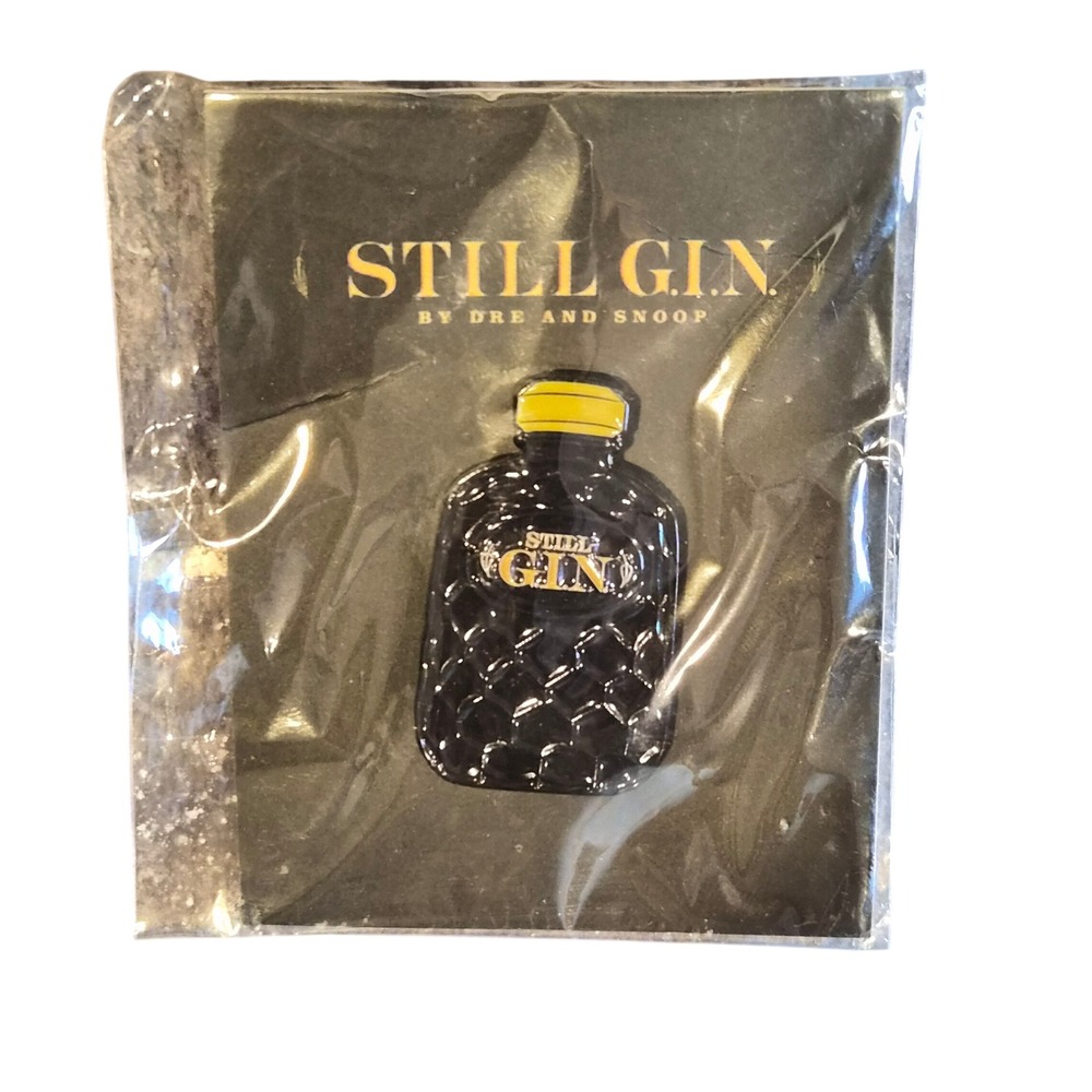 Still Gin by Dre and Snoop Dogg Enamel Lapel Pin Black Gold Bottle Accessory